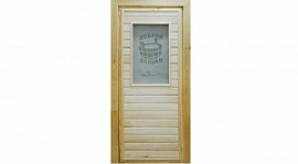 Дверь банная липа сатин "Доброй баньки" 1800*700мм